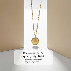 Premium stainless steel energy pendant necklace with 4 power stones and high-quality gold finish
