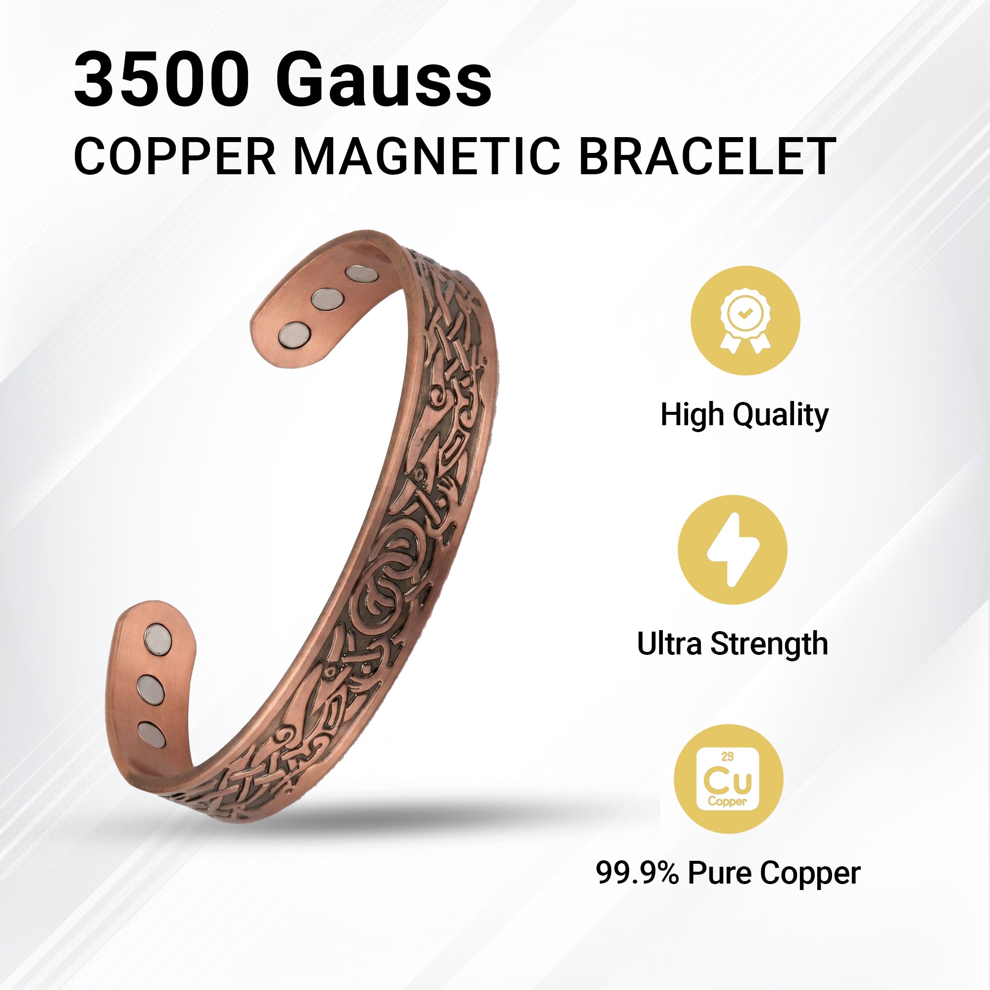 Pure Copper Magnetic Bracelet/Bengals for Pain & Energy Relief