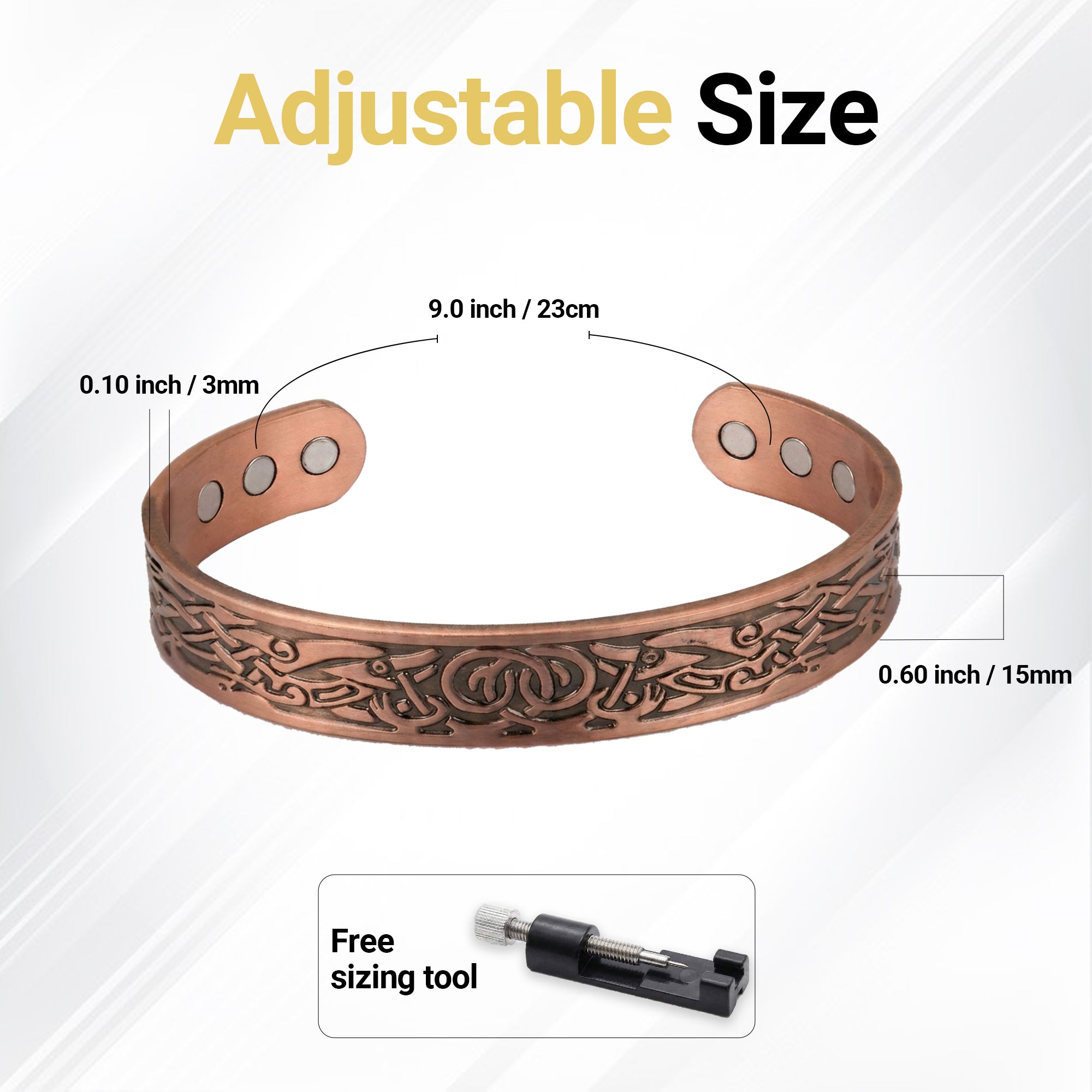 Pure Copper Magnetic Bracelet/Bengals for Pain & Energy Relief